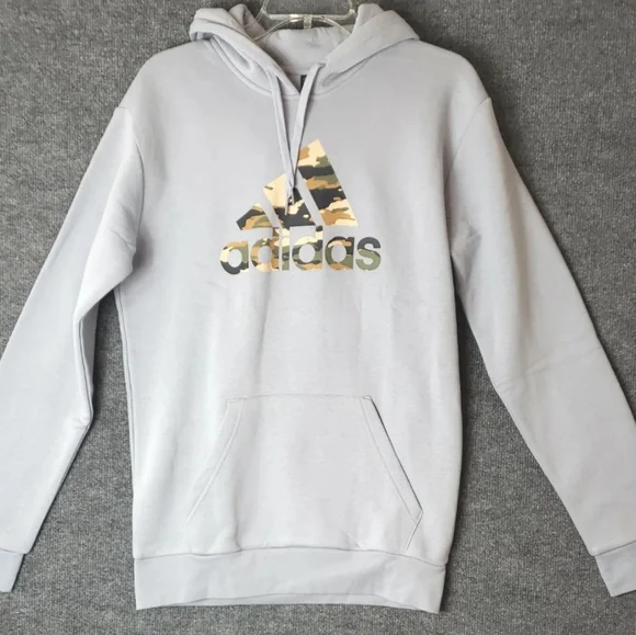 adidas Men's Essentials Camo Print Hoodie Sweatshirt Halo Blue Silver - Picture 2 of 11